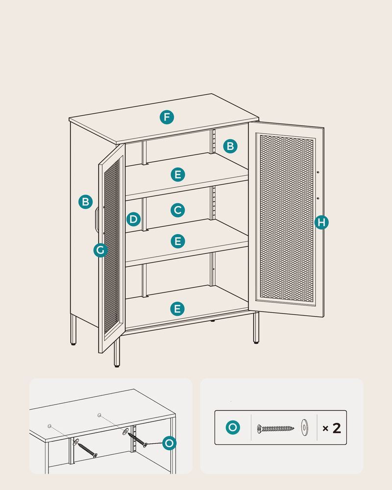 Opbevaringsskab - Stue Cabinet - Døre - Metal - Hvid