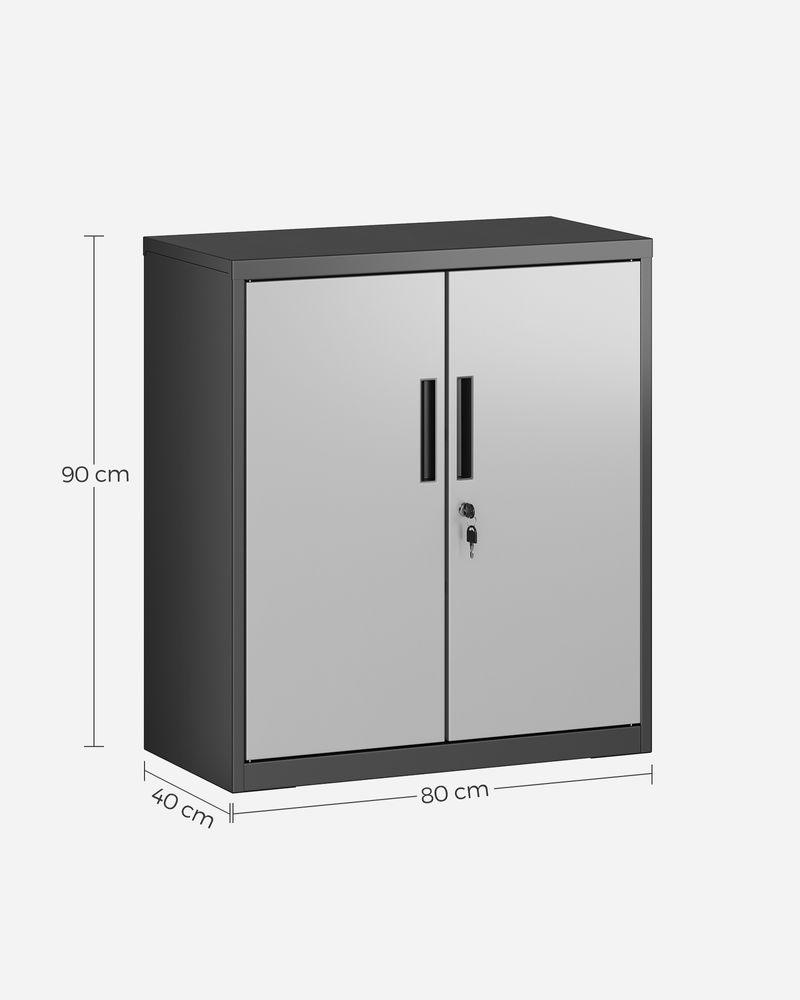 Archiefkast - Gereedschapskast - Van staal - Met 2 Deuren - Met slot - Zilver