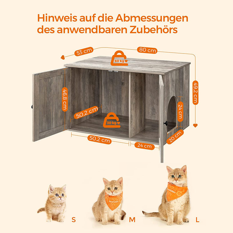 Litter Box Armotboard - avec mur de partition amovible - marron