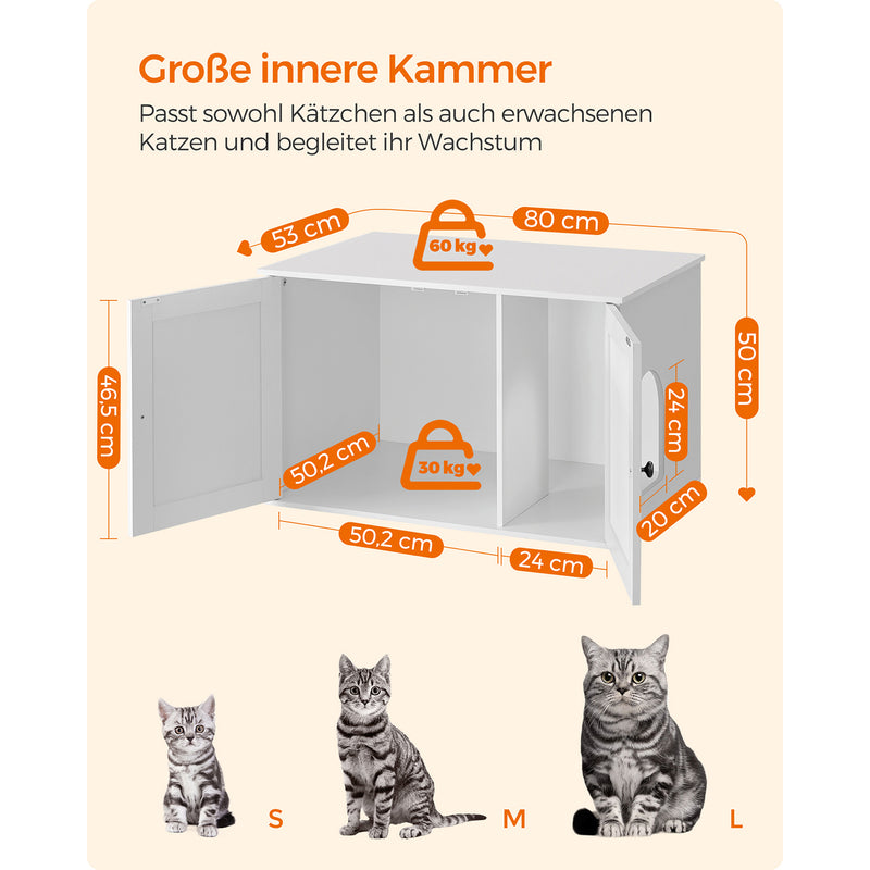 Litter Box Armotboard - avec mur de partition amovible - blanc