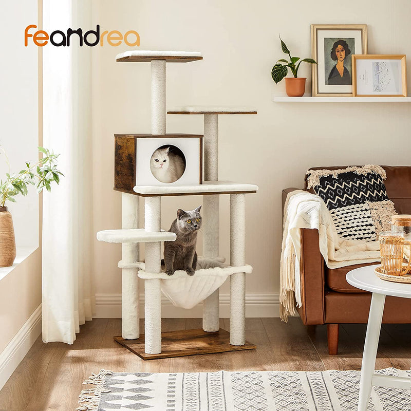 Scratching Post - Cat Tree - Med aftagelige puder - 3 Plateauer - Moderne - Vintage Brown