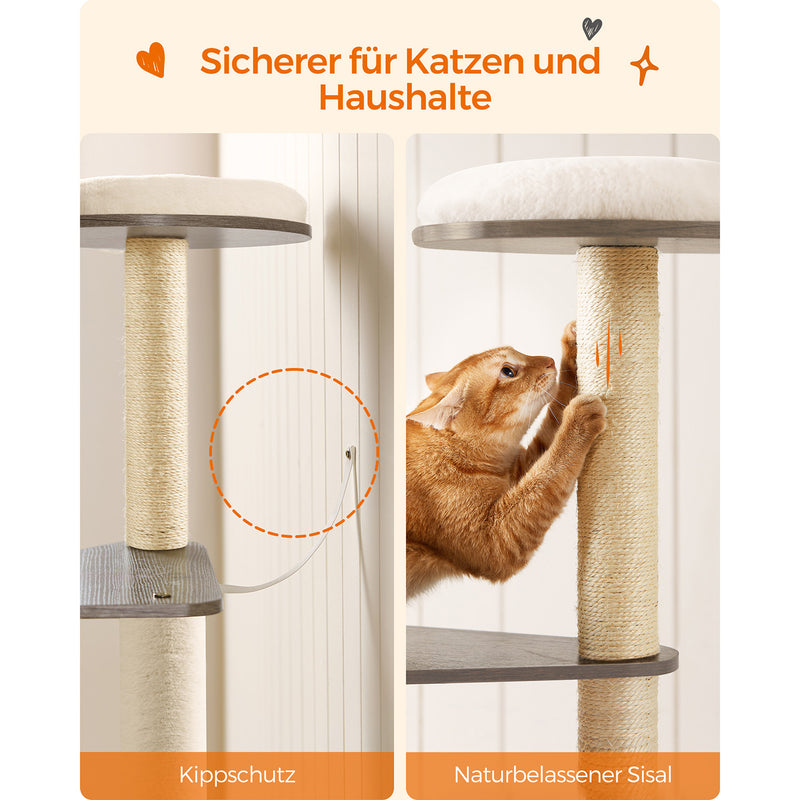 Scratching Post - Cat Tree - Med aftagelige puder - 2 Plateauer - Moderne - Vintage Brown