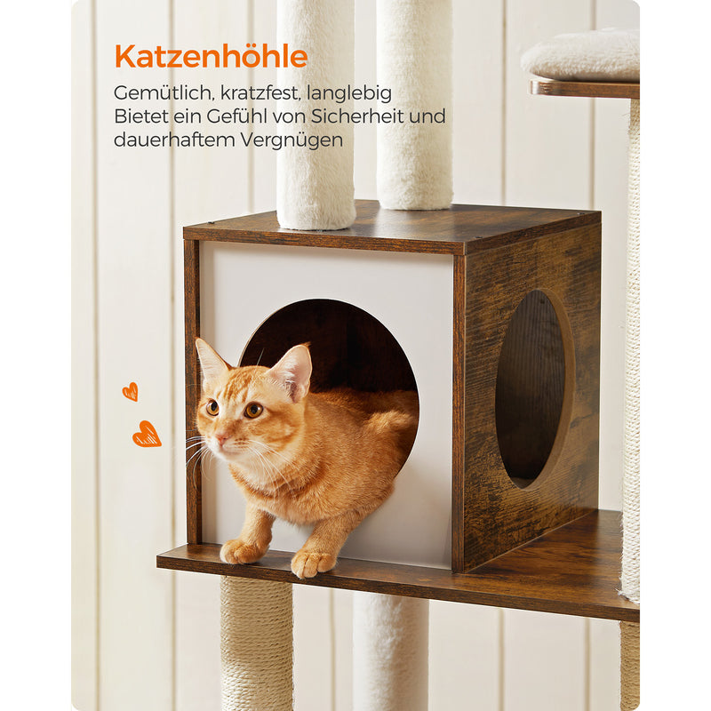 Scratching Post - Cat Tree - Med avtagbara kuddar - Modern - Vintage Brown