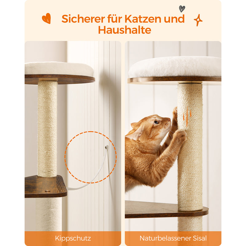 Scratching Post - Cat Tree - Med avtagbara kuddar - Modern - Vintage Brown