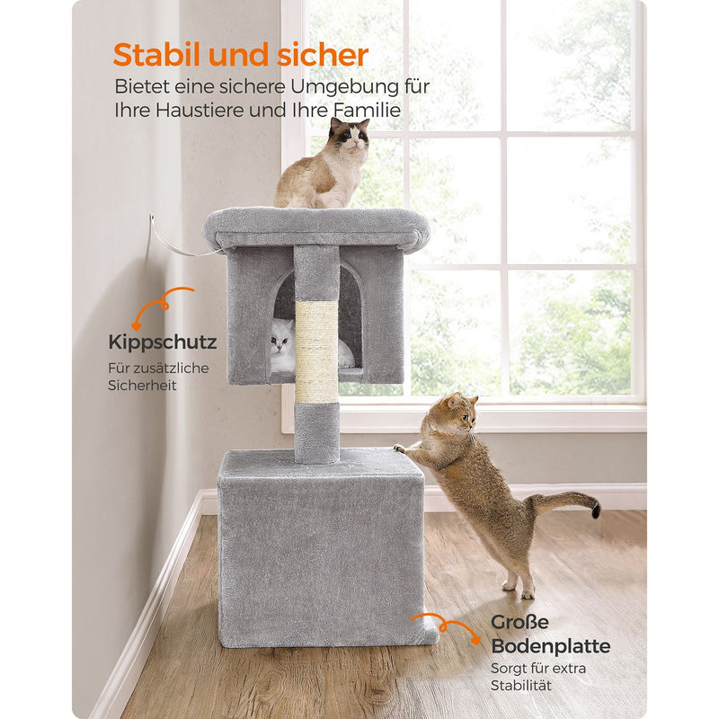 Scratching Post - Cat Tree - Med stor platform - 101 cm høj - lysegrå