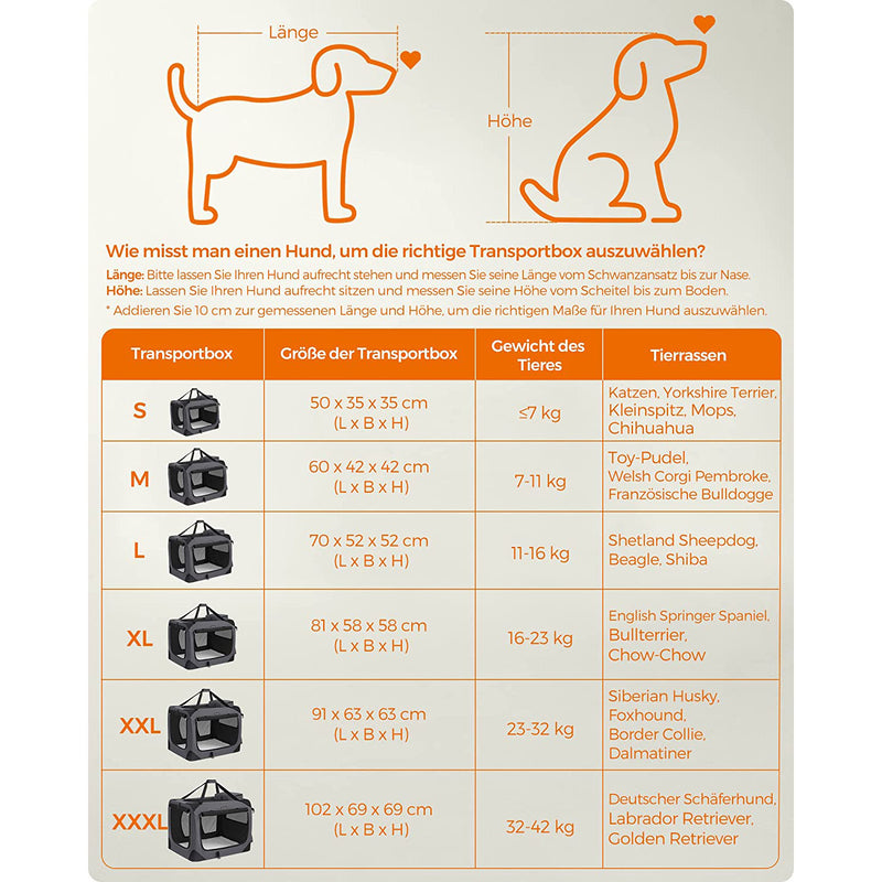 Sac à chiens - Banc de chien pliable - 81 x 58 x 58 cm - Gray