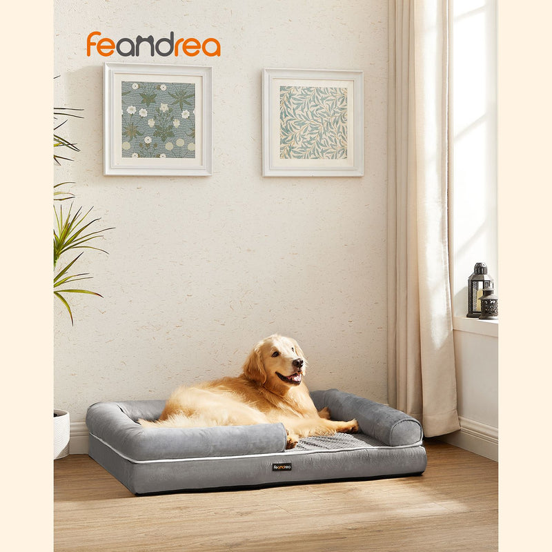 Lit de chien orthopédique - lit de chien - avec bord surélevé - 106 x 80 x 25 cm - gris