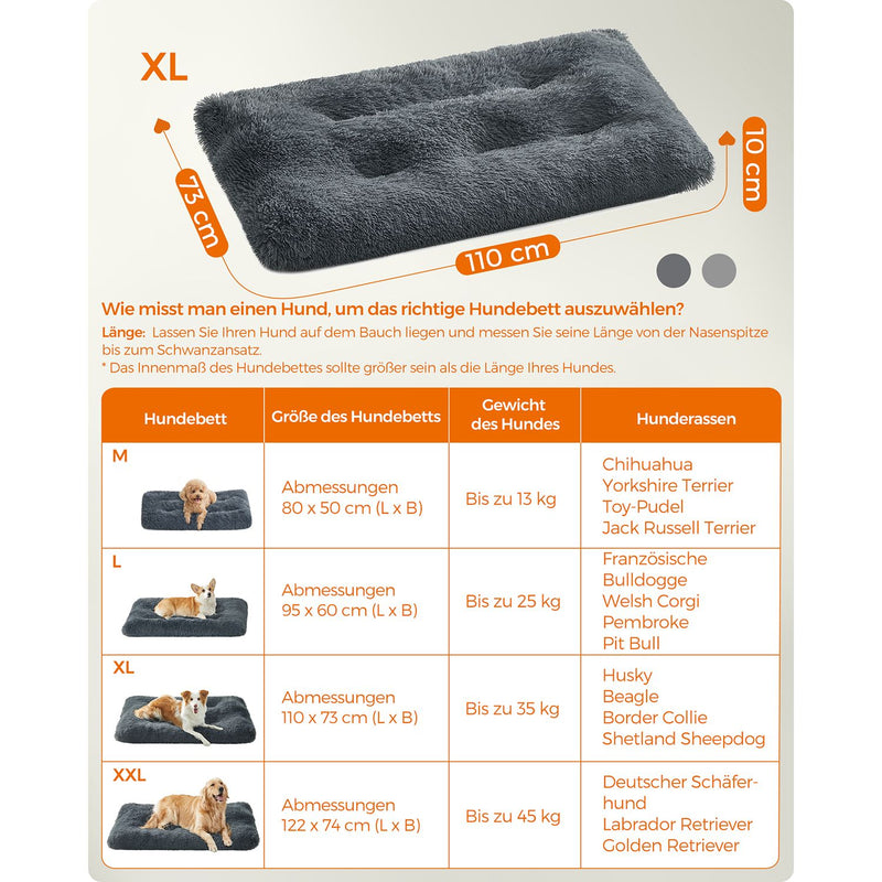 Koirakori - Fluffy Dog Bed - 110 x 73 cm - tummanharmaa