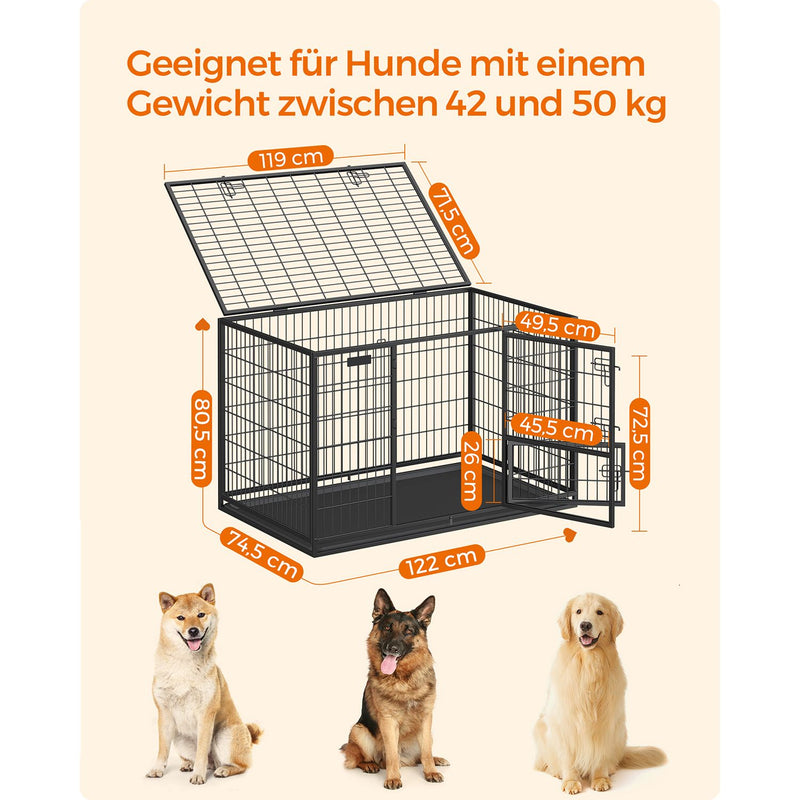 Dog Cage - Rektangulære hvalpler - med skydedør - sort