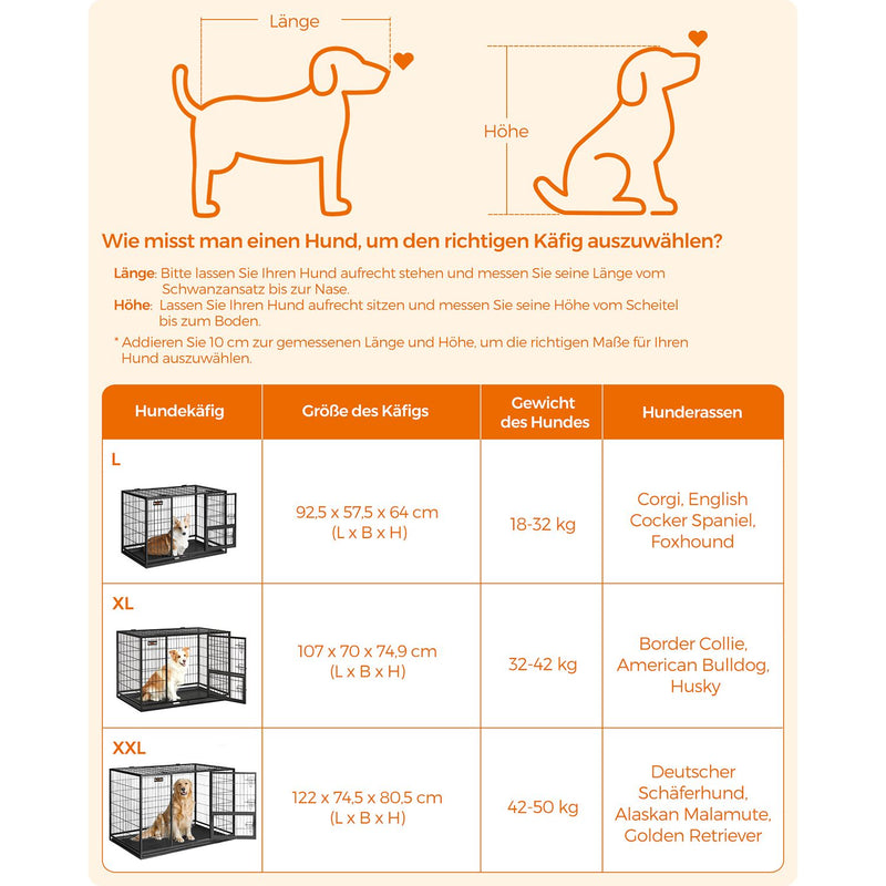 Dog Cage - Rektangulære hvalpler - med skydedør - sort