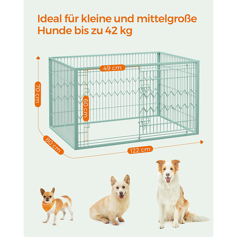 Dog Cage - Rektangulære hvalperinge - med skydedør - grøn