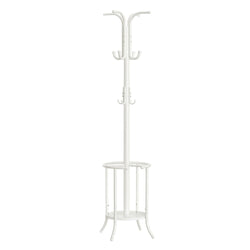 Coat Rack - Klädställ - med paraply och 12 krokar - Metal - White