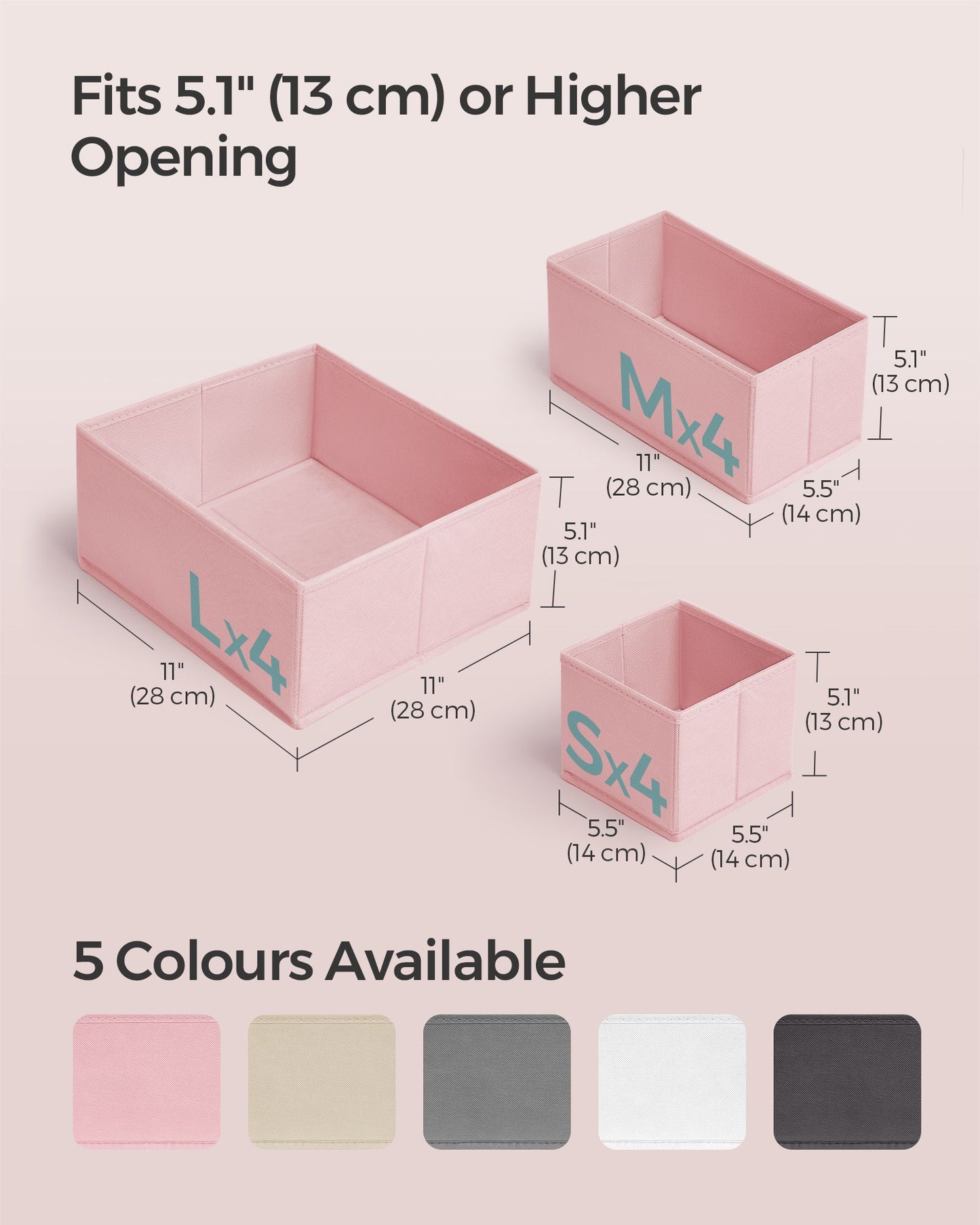 Set of 12 Foldable Fabric Drawer Organisers – Non-Woven Fabric – Jelly Pink – Versatile Storage for Socks, Underwear, Scarves, Ties