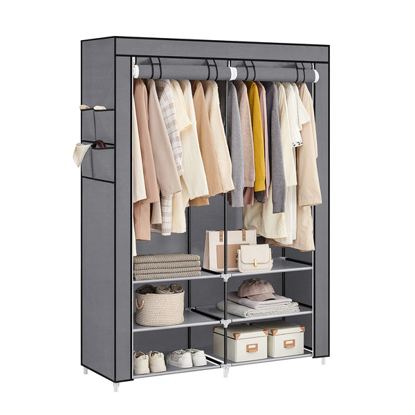 Armoire - armoire pliable - boîtier en tissu - 6 compartiments - gris