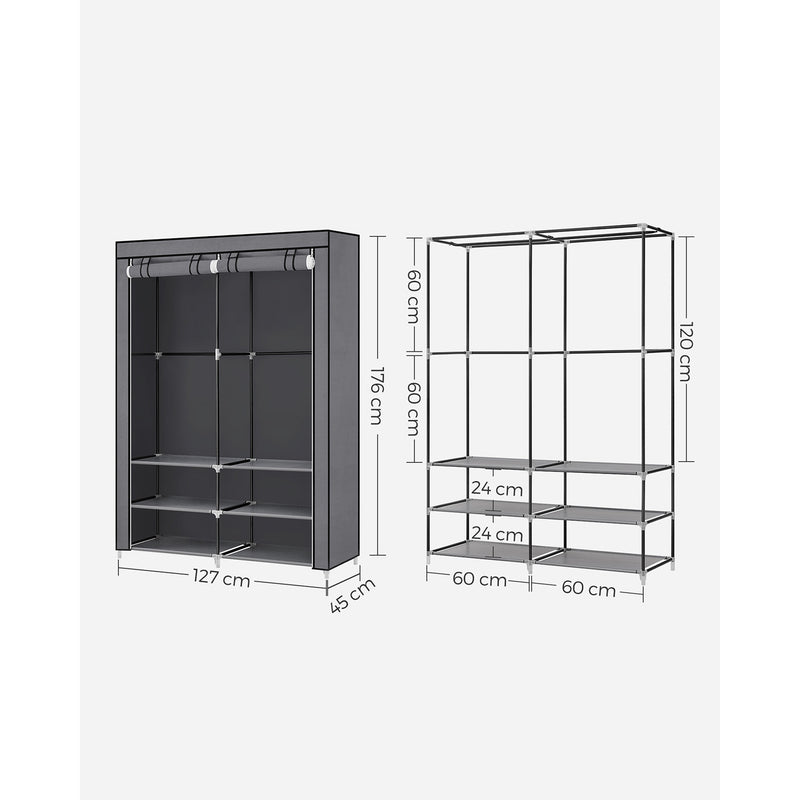 Armoire - armoire pliable - boîtier en tissu - 6 compartiments - gris