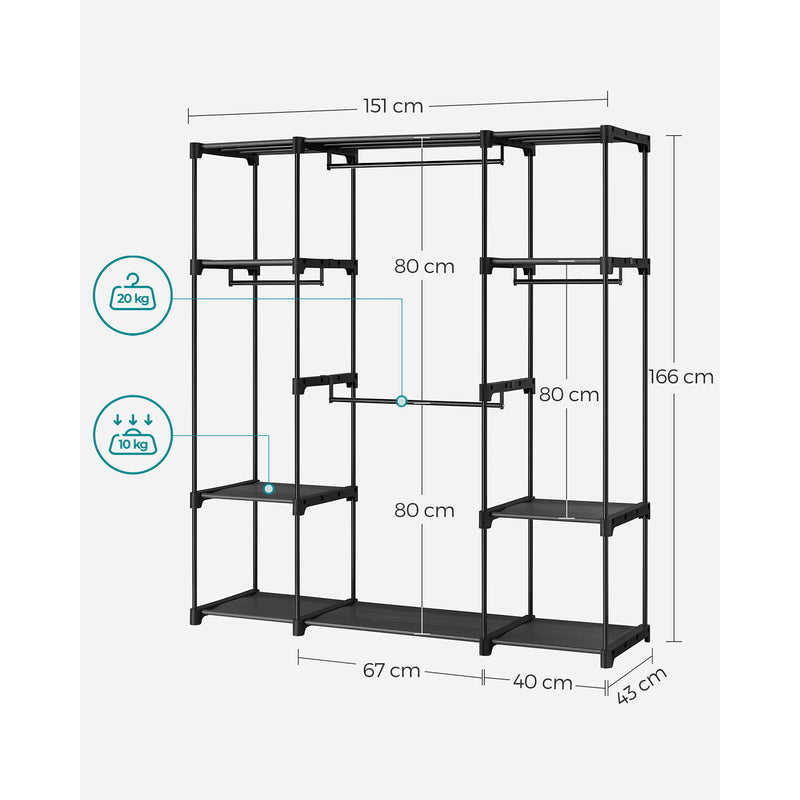 Garderobe - justerbart skab - metal - ekstra stor - sort