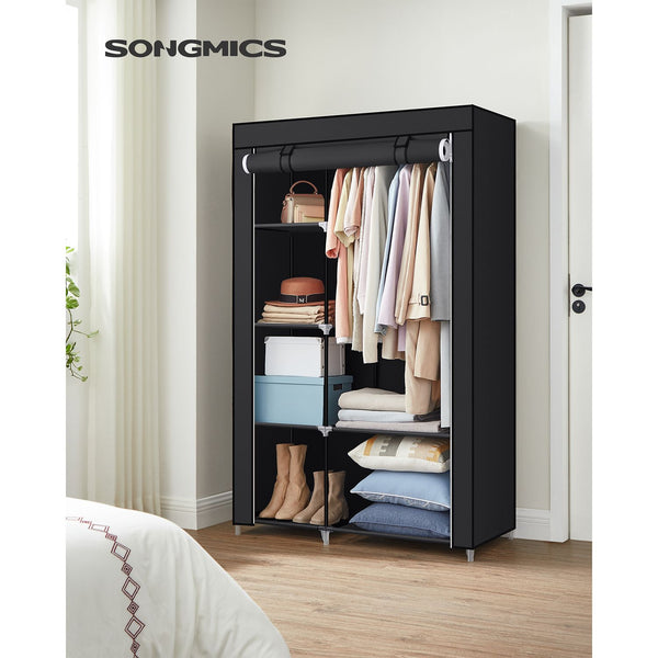 Armoire - armoire pliable - boîtier en tissu - 6 compartiments - noir