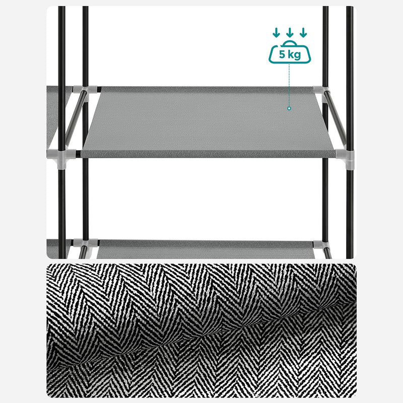 Vaatekaappi - taitettavat kaappi - kangaskotelo - 6 osastoa - harmaa