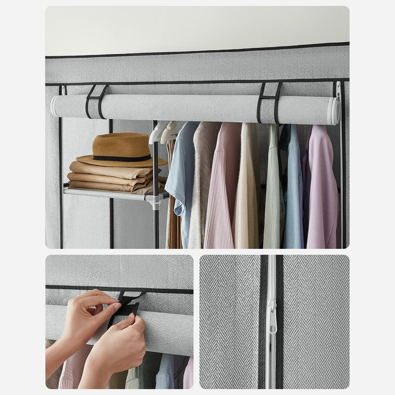 Armoire - armoire pliable - boîtier en tissu - 6 compartiments - gris