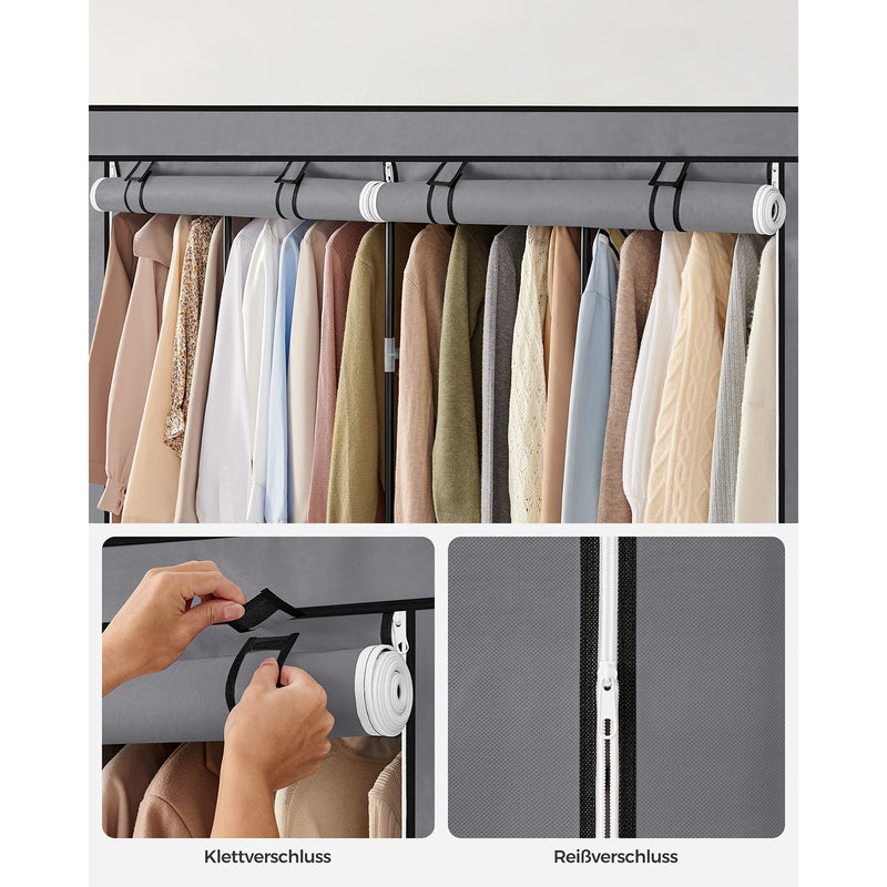 Armoire - armoire pliable - boîtier en tissu - 8 compartiments - gris