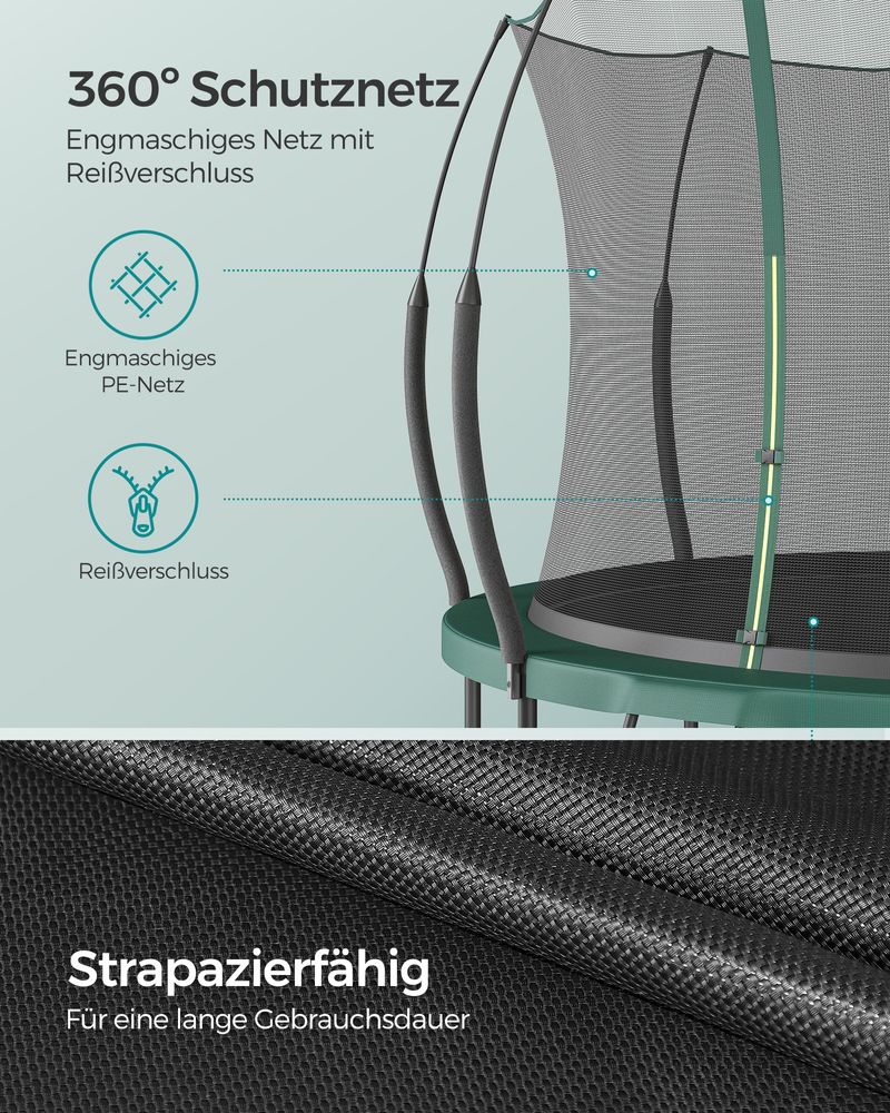 Trampoline - Met vangnet en trap - Ø305 - Zonder veren - Groen