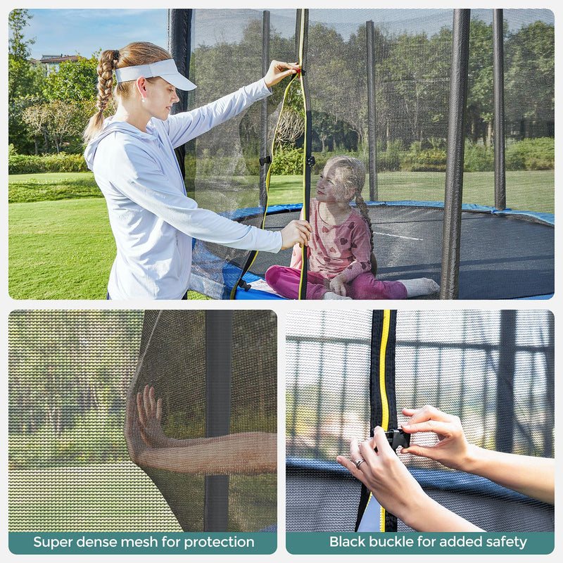 Trampolin - ekstra stor - 366 cm - med sikkerhedsnet - med trapper - blå