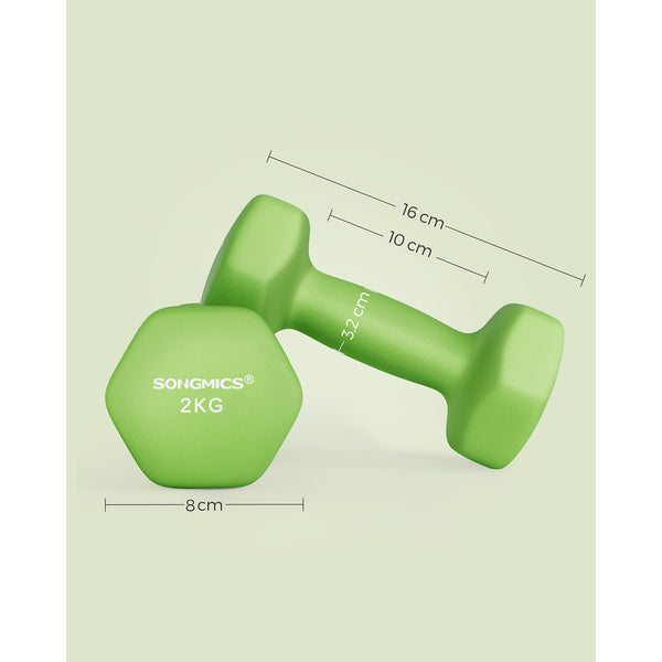 Halters - 2 Gewichten van 2 kg - Halter set - Groen