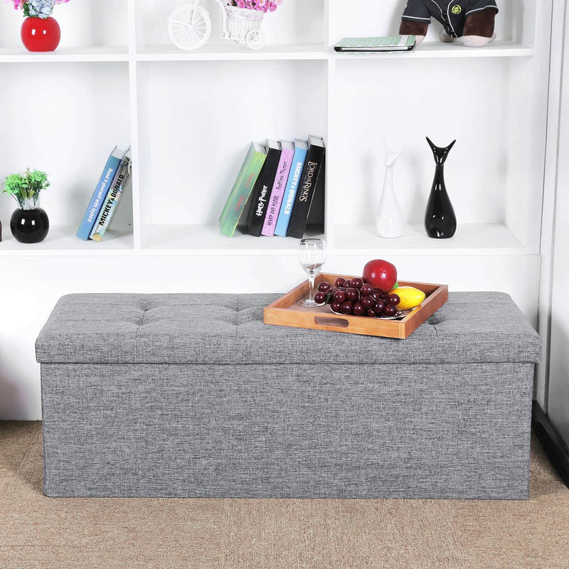 Cutie de scaun - Banc de depozitare - 110 cm lungime - gri deschis