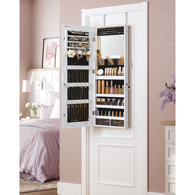 Armoire à bijoux suspendue - armoire à bijoux - armoire murale - avec éclairage LED - blanc