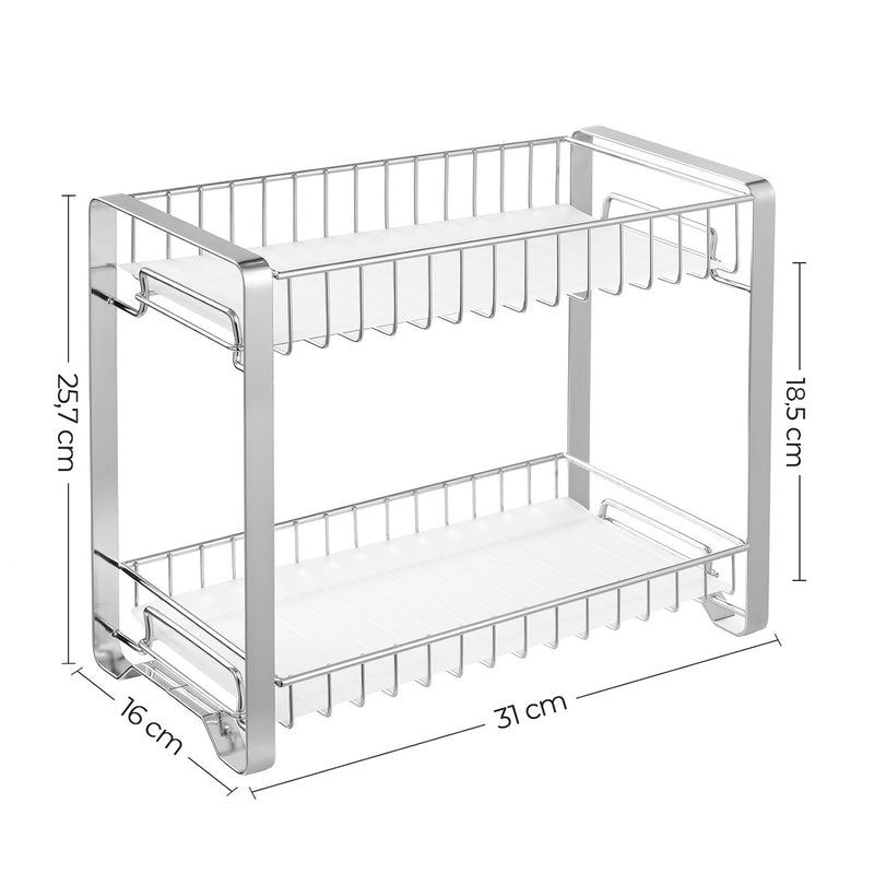 Herb Rack - køkkenhylde - med 2 niveauer - stålstativ - sølv