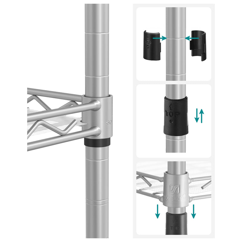 Kruidenrek - Opbergrek - Met 3 niveaus - Metalen frame - Grijs