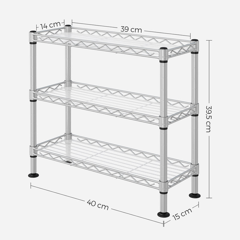 Kruidenrek - Opbergrek - Met 3 niveaus - Metalen frame - Grijs