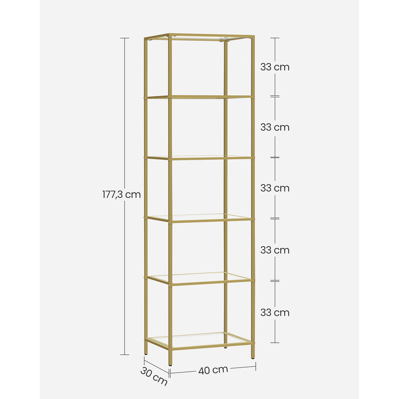 Armoire d'affichage - armoire en verre - avec 6 étagères - or