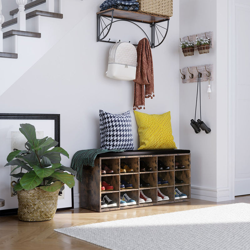 Armoire à chaussures - Rack à chaussures - avec siège - Banc - Brown - Brown