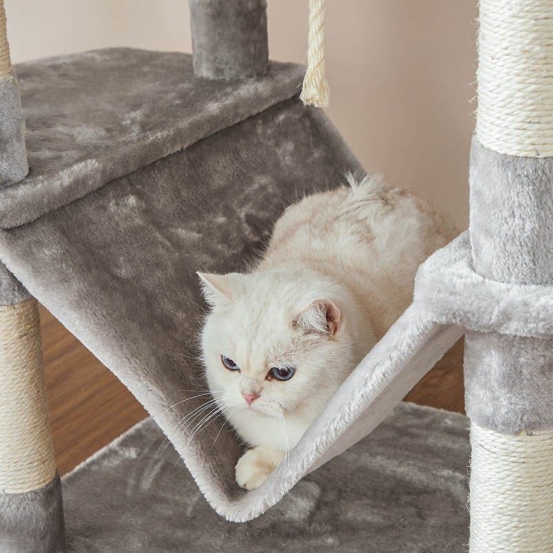 Cat Tree - Scratching Post - Med 2 hængekøjer og 2 huler - ekstra stor - Grå