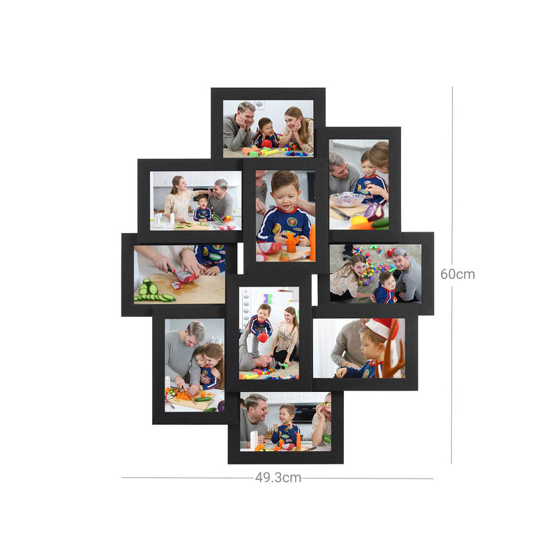 Cadru foto - colaj - pentru 10 fotografii - fiecare 10 x 15 cm - negru