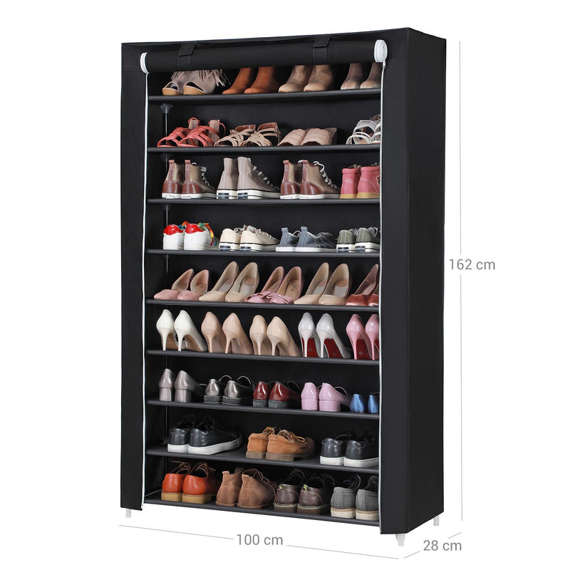 Armoire à chaussures - Stockage à chaussures - Rack à chaussures - Armoire en tissu - noir