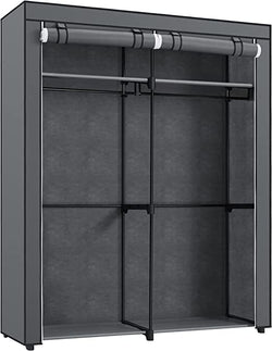 Garderobe - Stoffenkast - 2 kledingrails - 6 legplanken - diverse montagemogelijkheden - 88 x 45 x 168 cm