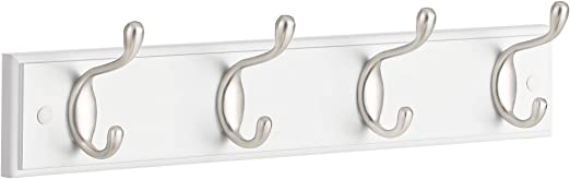 Coat Rack - Wall Coat Rack - 4 Metal Jashaakes - Sølv/hvid