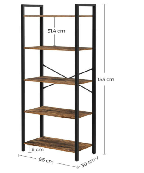 Industriële Boekenkast - Opbergrek - Bruin / Zwart