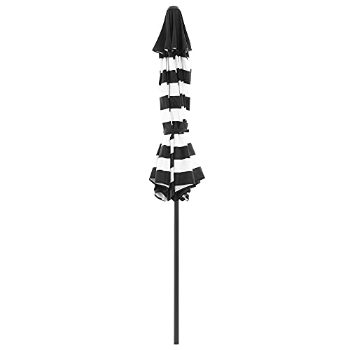 Parasol - Garden Parasol - Protection solaire - avec manivelle - Ø 265 cm - Blanc noir rayé