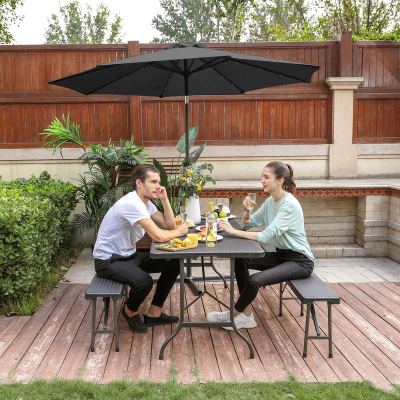 Parasol - Zonnescherm - Tuinparasol - Met led verlichting - Grijs