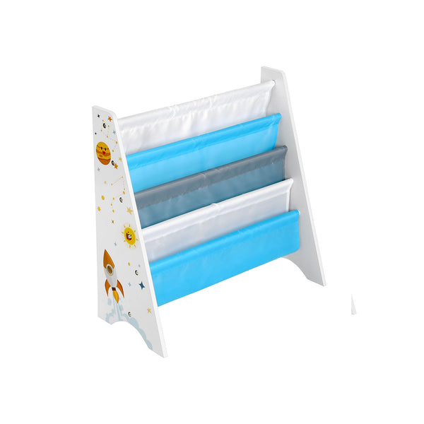 Bibliothèque pour enfants - étagère de chambre pour enfants - Organisateur de jouets - avec anti -tip - blanc bleu