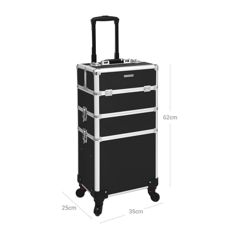 Cosmetics Trolley 3-i-1-make-up kuffert-sort