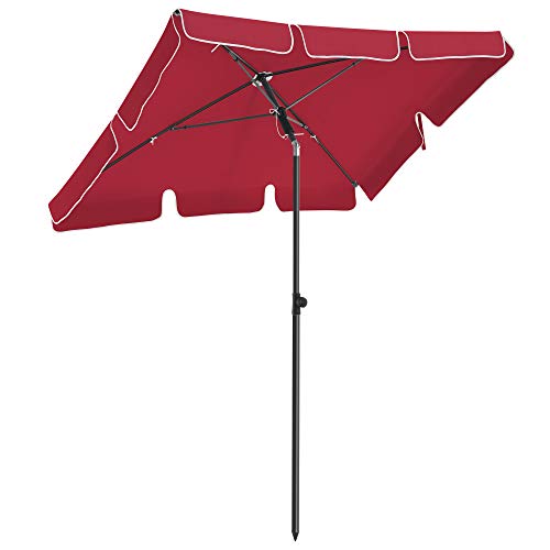 Parasol - Balkonparasol - Tuinparasol - Rechthoekig - 200 x 125 cm - Rood