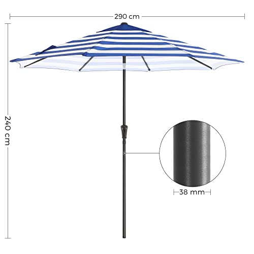 Parasol - Tuin parasol - Ø 290cm - Opvouwbaar, Met zwengel - Blauw wit