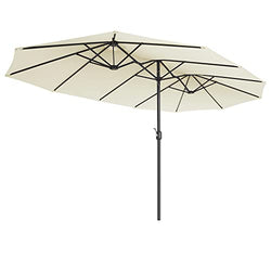 Parasol dublu - parasol extra mare - cu manivelă - 460 x 270 cm - bej