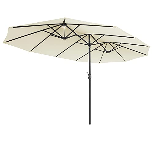 Dobbelt parasol - ekstra stor parasol - med krumtap - 460 x 270 cm - beige