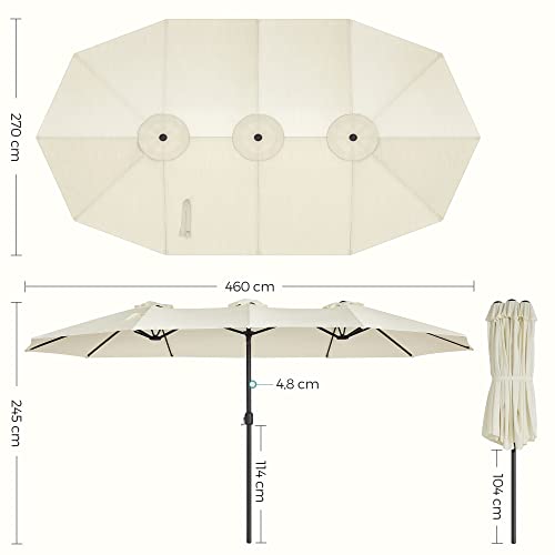 Dobbelt parasol - ekstra stor parasol - med krumtap - 460 x 270 cm - beige