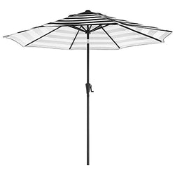 Parasol - Garden Parasol - Solbeskyttelse - med krumtap - Ø 265 cm - Stribet sort hvid